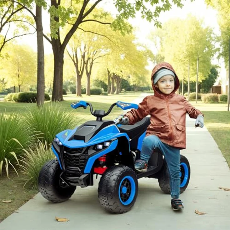 AIYAPLAY Elektro Quad für Kinder 12V Elektro Kinderquad mit 2 Motor, 3-6km/h Kinder Quad mit Federung, LED-Leuchte, Kinderauto mit USB, Musik für 3-8 Jahre, Blau – Bild 2