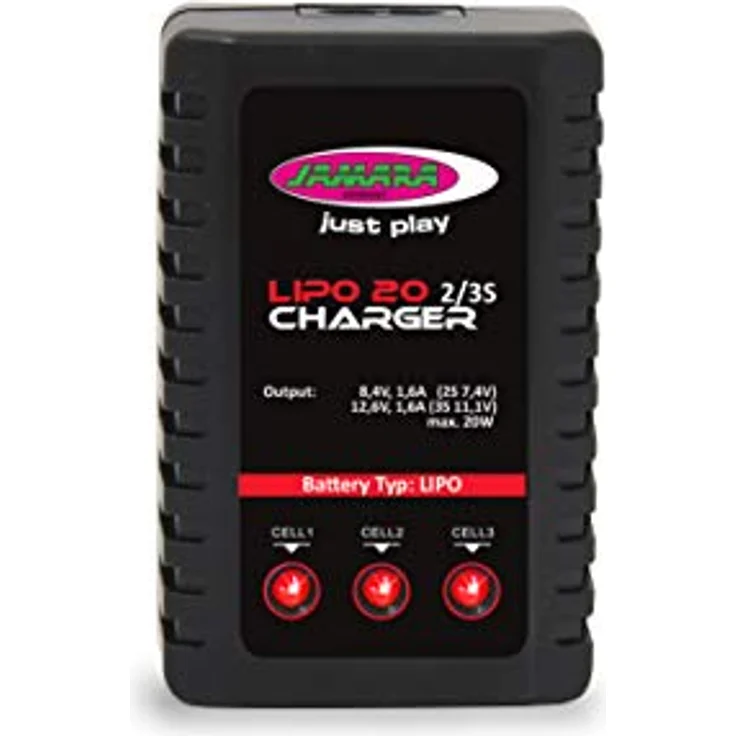 JAMARA Ladegerät LiPo 20 2S/3S mit integriertem Balancer, AC 100-240V, 1,6 A Ladestrom, für ferngesteuerte Fahrzeuge – Bild 2