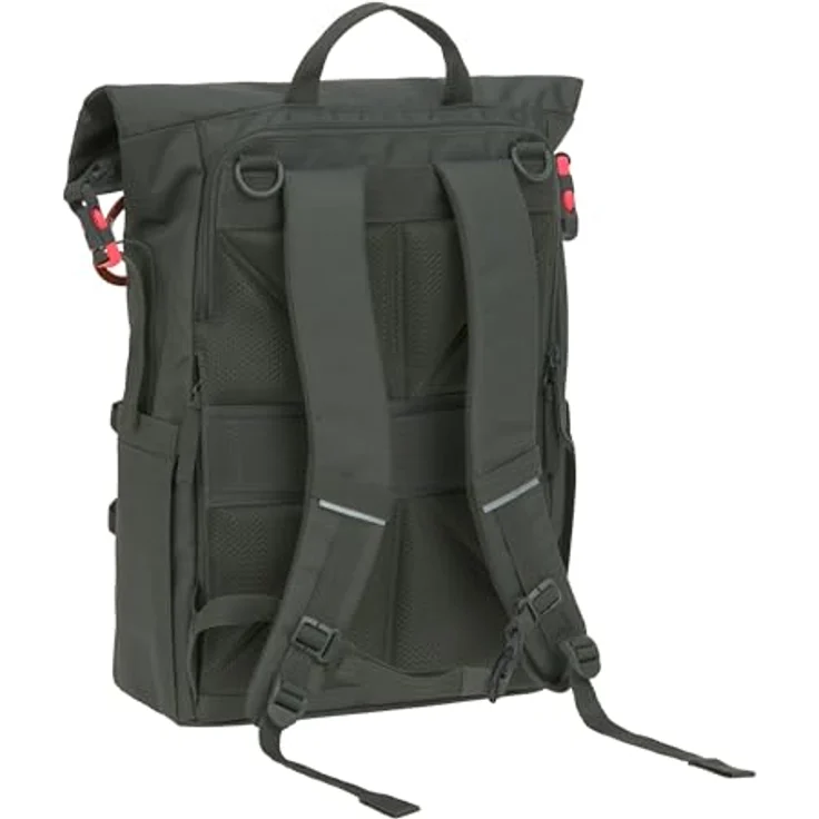 LÄSSIG Baby Wickelrucksack GRE Outdoor Rolltop Backpack, mit Wickelunterlage, Kinderwagenbefestigung, Flaschenhalter, dark olive, erweiterbares Volumen 18,4-23,9 Liter – Bild 5