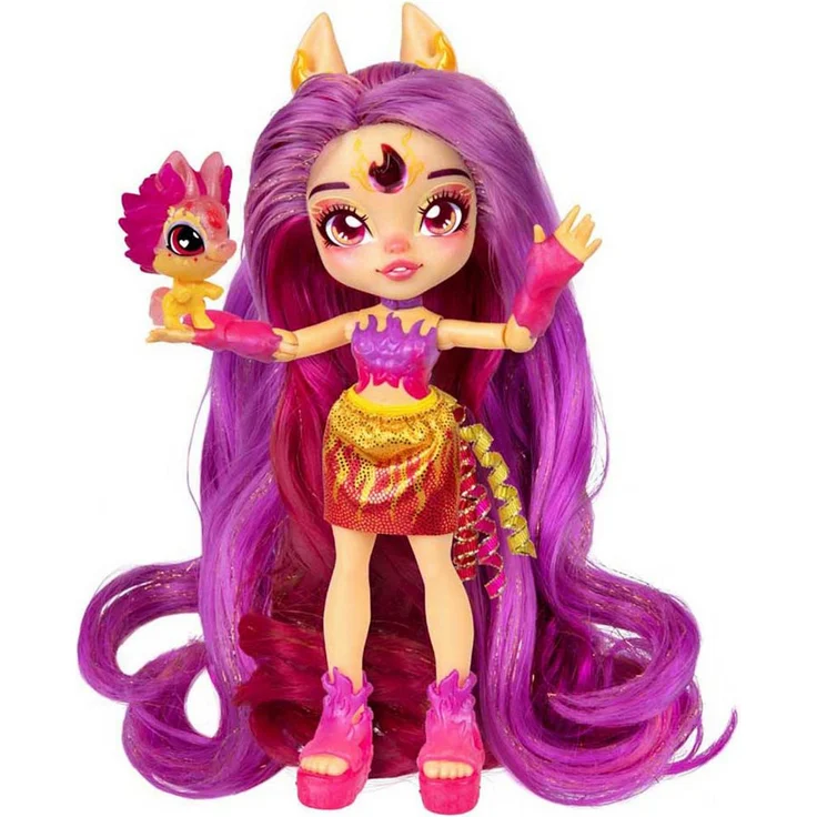 Moose Anziehpuppe Magic Mixies Galaxy Hair Pixling - Fiery Firensai, Ankleidepuppe mit langen farbwechselnden Haaren