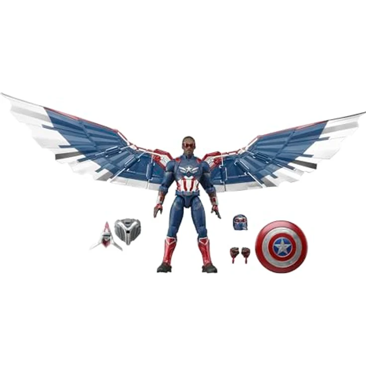 Marvel Legends Series Captain America Action-Figur, 15 cm, Sam Wilson Design mit 7 Accessoires und Schild, Fensterschachtel-Verpackung – Bild 1