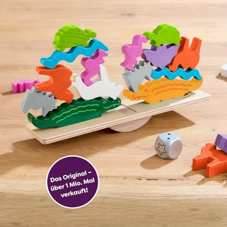 Haba Tier auf Tier Deluxe, Brettspiel mit wackeligen Tierpyramiden für Geschicklichkeitsspieler – Bild 5