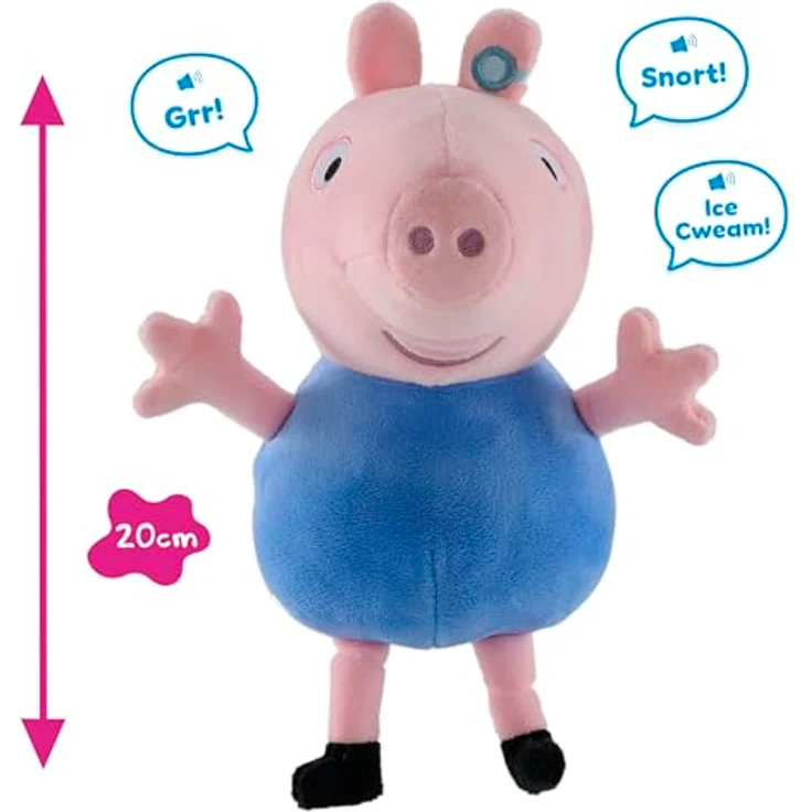 Chillfactor Peppa Pig Plüschfigur George, sprechendes Kuscheltier mit 7 Phrasen und Geräuschen, weich und kuschelig – Bild 6