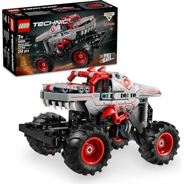 LEGO Technic 42200 Monster Jam™ ThunderROARus™, Spielzeug-Monstertruck mit Rückziehmotor, Mehrfarbig, 232 Teile