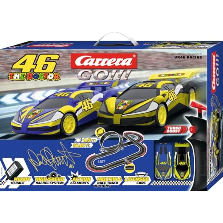 Carrera GO!!! VR46 Ultimate Racing Rennbahn-Set, Rennbahn mit lizensierten Slotcars für 2 Spieler, für Kinder ab 6 Jahren & Erwachsene, inklusive GT Race Car "VR46" – Bild 1