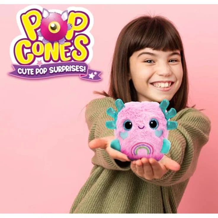 CRAZE Plush Pop Cones Chewy, Plüschtier mit Erdbeerduft und BFF-Armband, rosa, in Popcorn-Box verpackt, für Kinder ab 3 Jahren – Bild 5