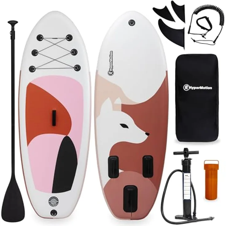 HyperMotion SUP Board für Kinder 215 cm, aufblasbares Stand Up Paddle Set mit Paddel, Pumpe und Rucksack – belastbar bis 130 kg, leicht und ideal für Anfänger