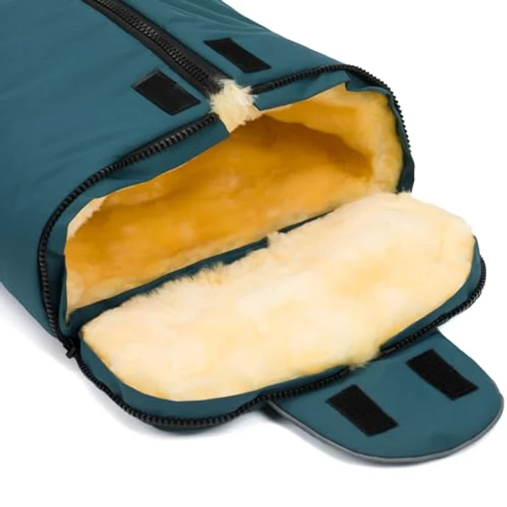 Fillikid Baby Winter Fußsack Lammfell Pamir, kuschelig warm ab Geburt, wind- und wasserabweisend, inkl. Baumwoll-Windel, Blaubär – Bild 3