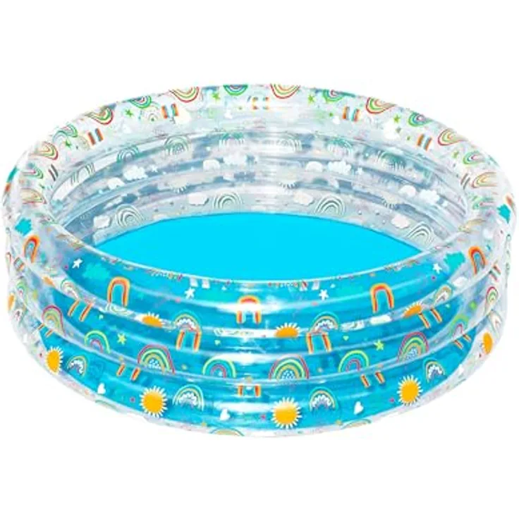 Bestway Planschbecken Rainbow Splash Ø 150 x 53 cm, Wasserkapazität: 445 Liter, PVC, fröhliches Regenbogen-Design