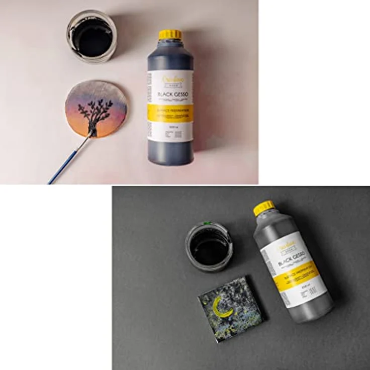 Creative Deco Professionell Schwarze Gesso, 1L Grundierung für Acryl- und Öl-Farben, wasserbasis, ungiftig, universell einsetzbar – Bild 4