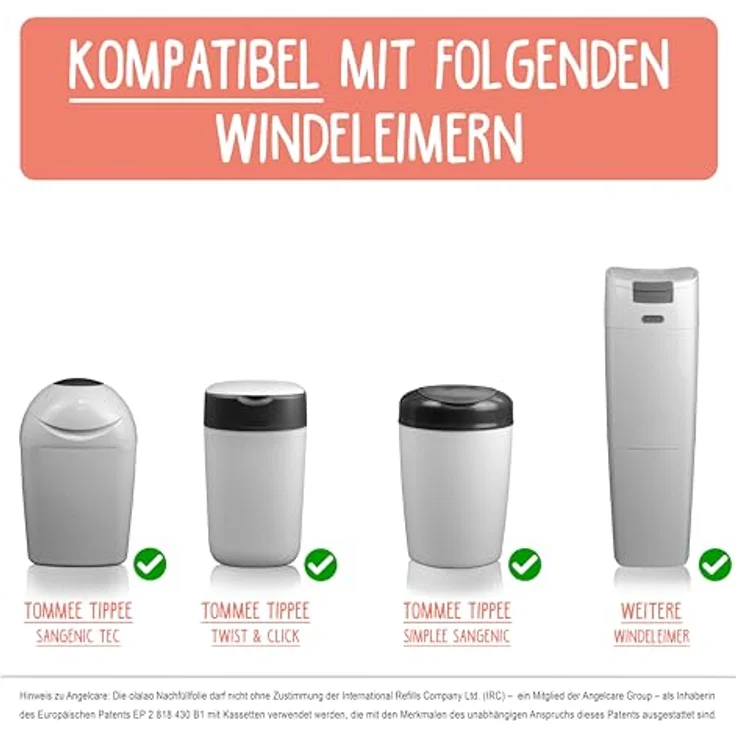 OLALAO Nachfüllfolie für Windeleimer 8-Pack, kompatibel mit Tommee Tippee Twist & Click, geruchlos und ressourcensparend – Bild 4