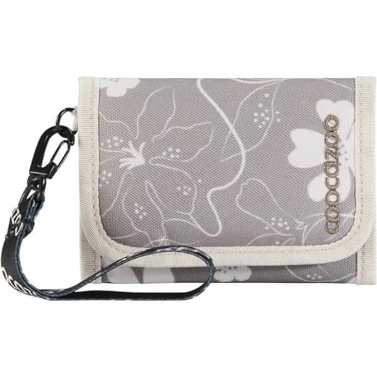Coocazoo Geldbörse „Vanilla Bloom”, grau, Portemonnaie mit 2 Sichtfenstern, Münzfach, Kartenfächern und Klettverschluss, für Kinder ab der 3. Klasse – Bild 1