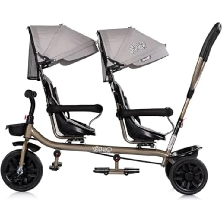 Chipolino Zwillingsdreirad Hip Hop, für zwei Kinder bis 40 kg, Sitze 360° drehbar, hellbraun – Bild 5