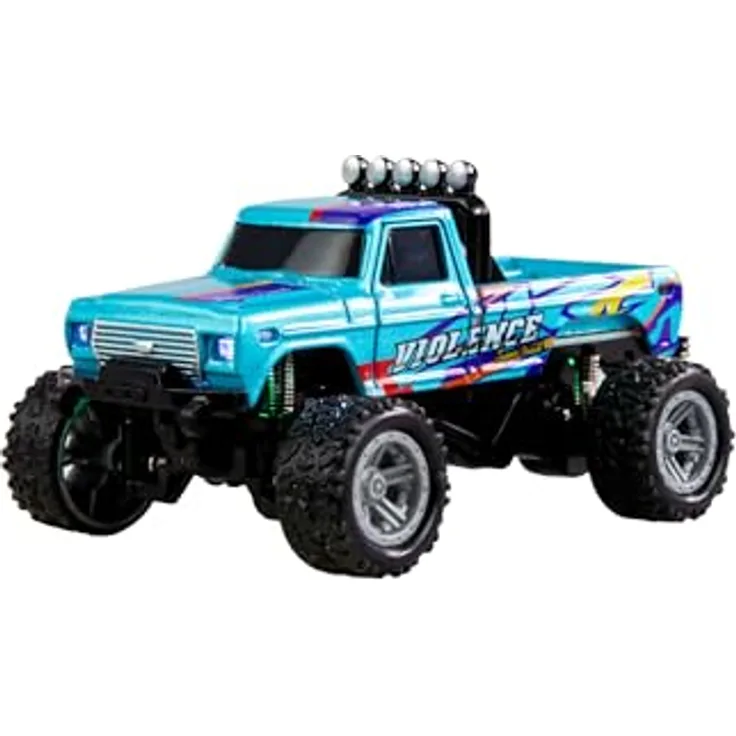 Amewi RC-Monstertruck Die Cast 1:64 RTR, blau, mit 3 Geschwindigkeitsstufen, kinderfreundlicher Tempomat-Funktion und LED-Beleuchtung