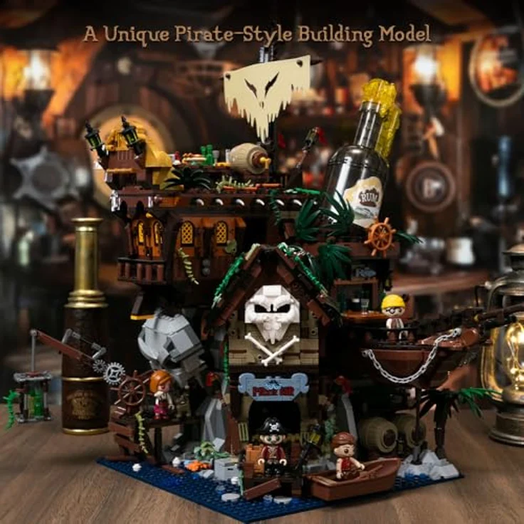 Pantasy The Pirates Pub, Klemmbausteine Set mit 2800 Teilen und 4 Minifiguren, 58 cm hohe Piraten-Taverne im Schiffswrack-Stil – Bild 6