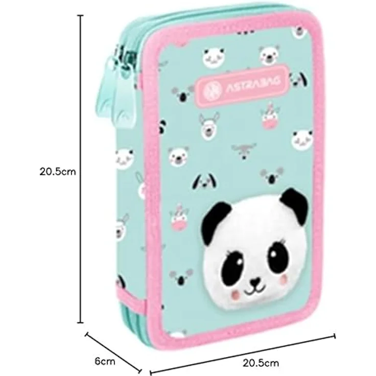 Astra Federmäppchen Teddy Panda AC31, dreifaches Etui mit umfangreichem Zubehör und hochwertigen ASTRA Stiften – Bild 2