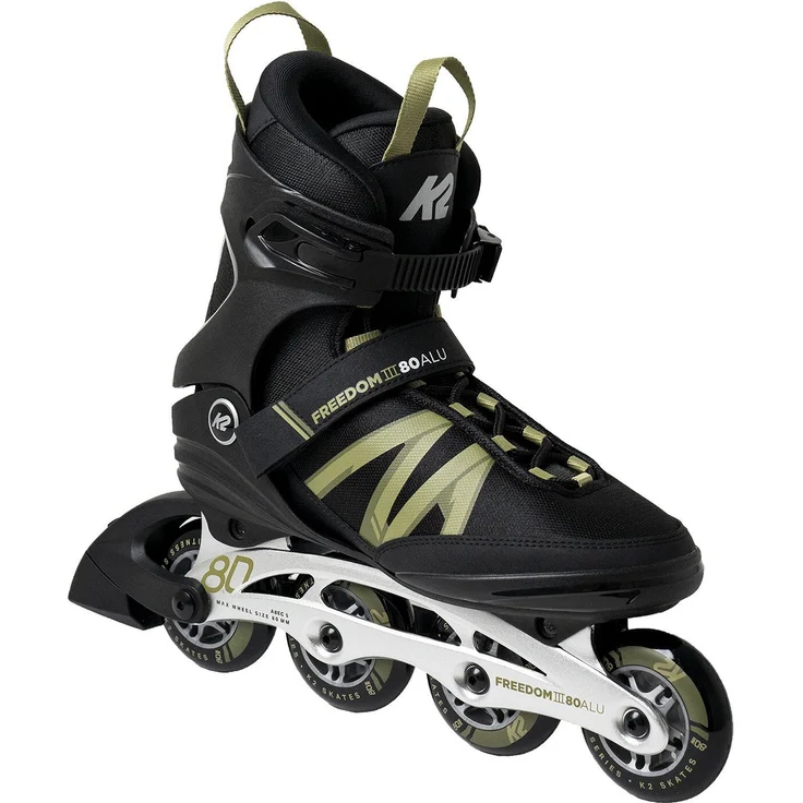 K2 Inlineskates FREEDOM III 80 ALU DESIGN, Einsteiger Rollschuhe mit Stamped Aluminium Schiene, schwarz – Bild 1