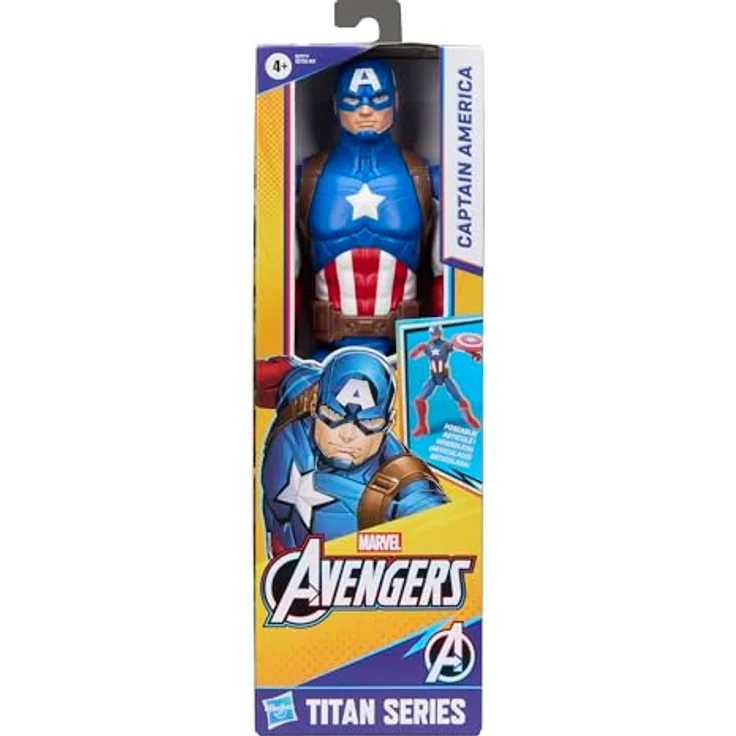 Marvel Avengers Titan Serie Captain America Action-Figur, 29,2 cm, mit abnehmbaren Schild und 11 Bewegungspunkten, für Kinder ab 4 Jahren – Bild 2