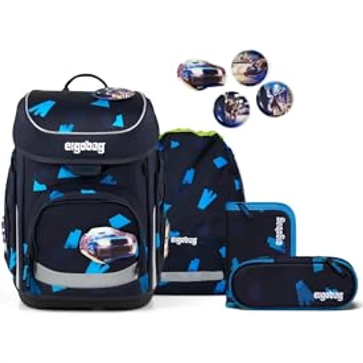 ergobag cubo Set, ergonomischer Schulranzen 5-teilig für 1. Klasse mit höhenverstellbarem Tragesystem, schwarz – Bild 1