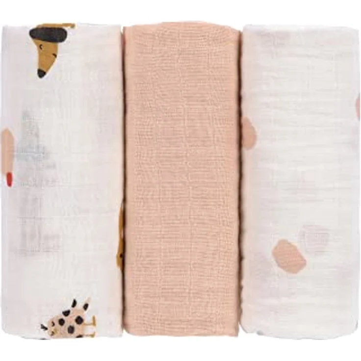 LÄSSIG Baby Puckdecke Spuckdecke Pucktuch Mulltuch 3er Set Baumwolle 60 x 60 cm/Swaddle & Burp Blanket M Little Mateys Cat – Bild 3