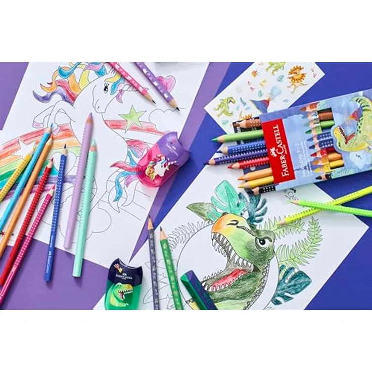Faber-Castell 111511 Bleistift Dino, ergonomischer HB Holzstift für Kinder, blauer Schreibbleistift mit Dino-Motiven und bruchgeschützter Mine – Bild 5