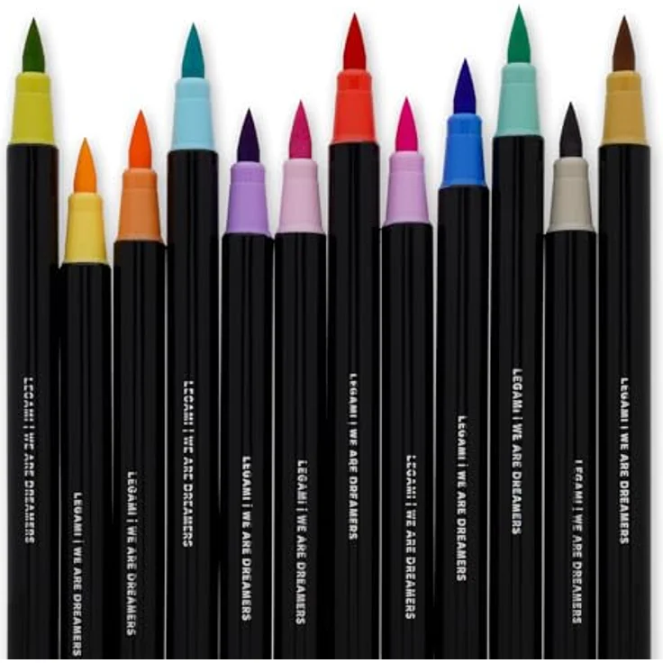 LEGAMI - Set mit 12 Filzstiften mit Pinselspitze - Brush Markers, flexible Spitze aus Nylonfaser, 12 Pastellfarben – Bild 4