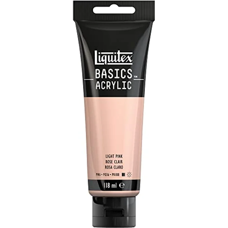 Liquitex 8870046 Basics Acrylfarbe, mittlere Viskosität, leichtecht und archivqualität, seidenglänzender Finish, 118ml Tube - Portraitrosa Hell – Bild 1