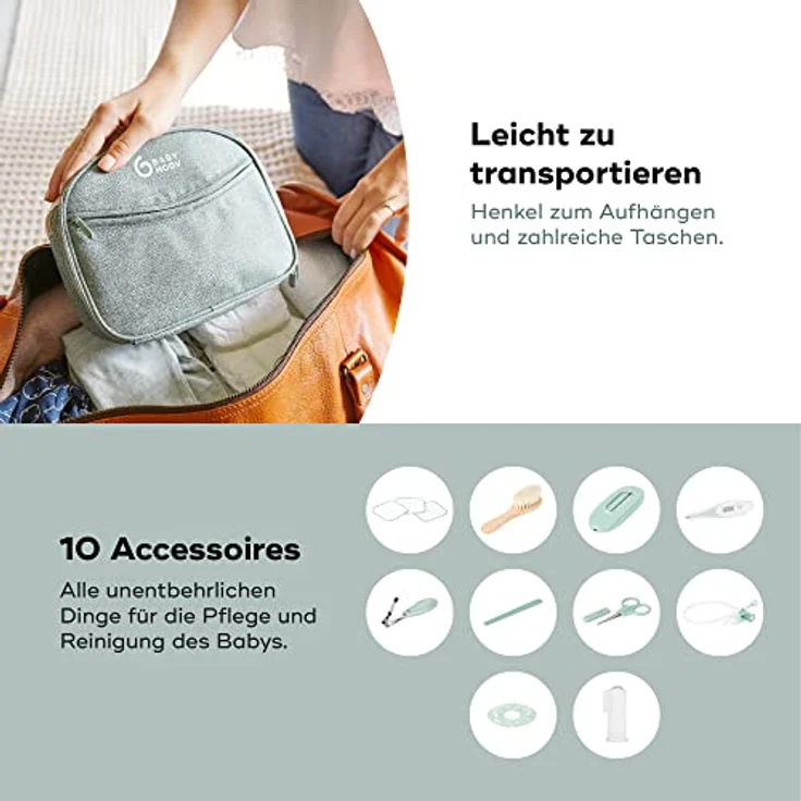 Babymoov Baby-Pflegeset Matcha, 10-teiliges Set aus GRS-zertifiziertem recyceltem Stoff mit lebenslanger Garantie – Bild 4
