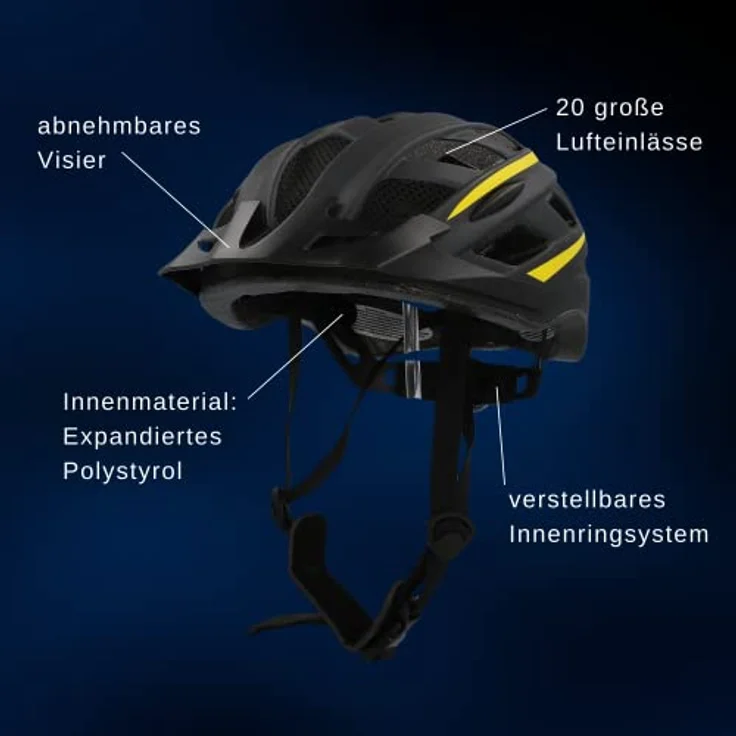 FISCHER Fahrrad Urban Montis Helm, schwarz/gelb, Größe 52-59 cm – Bild 7