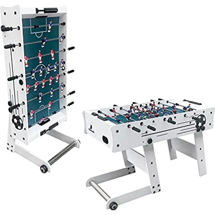 Cougar Scorpion Kick TS Tischkicker | Kickertisch in Weiß mit Teleskopstangen klappbar | Fußballtisch inkl. 2 Bälle & Punktezähler | Indoor Tischfußball für Kinder & Erwachsene | Maße 122x61x80 cm.