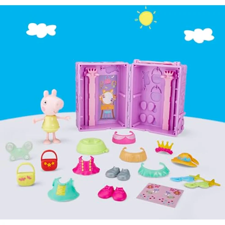 Hasbro Peppa Pig Peppas Anziehspaß-Kleiderschrank, Spielset mit 15 cm Peppa Figur, 14 Accessoires, drehbarem Ständer und Aufklebern,für Kinder ab 3 Jahren – Bild 11