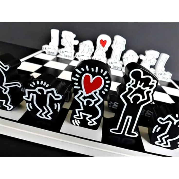 Vilac Mein Schachspiel Keith Haring, klassisches Holzschachspiel mit Baumwolltasche, bunt – Bild 17