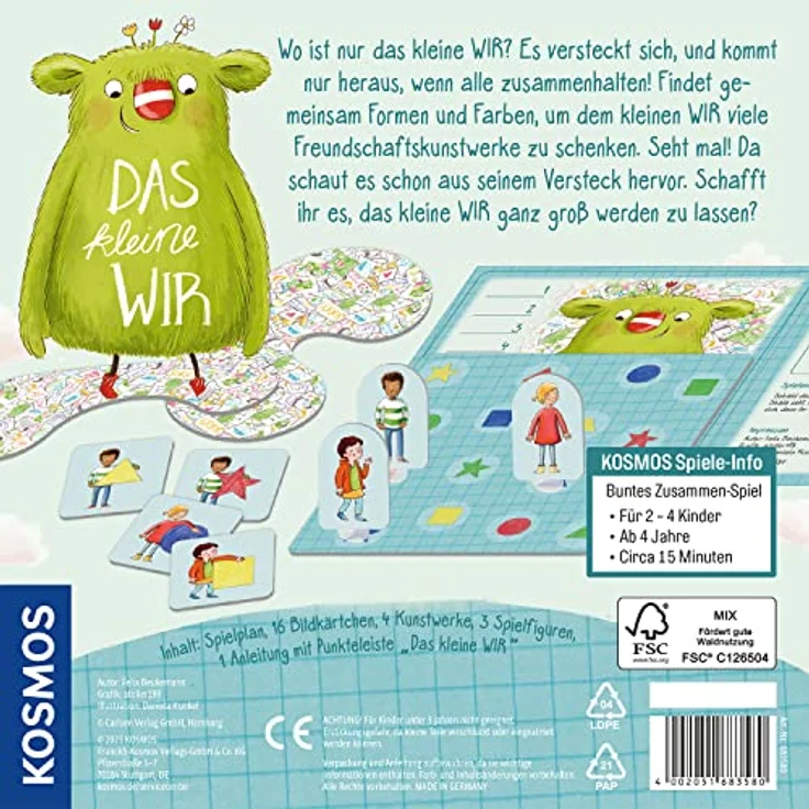 KOSMOS 683580 Das kleine Wir Spiel, Kinderspiel, für 2-4 Kinder ab 4 Jahren, Mitbringsel Geschenk zum Kindergeburtstag, gemeinsam Aufgaben lösen, Formen und Farben Finden – Bild 2