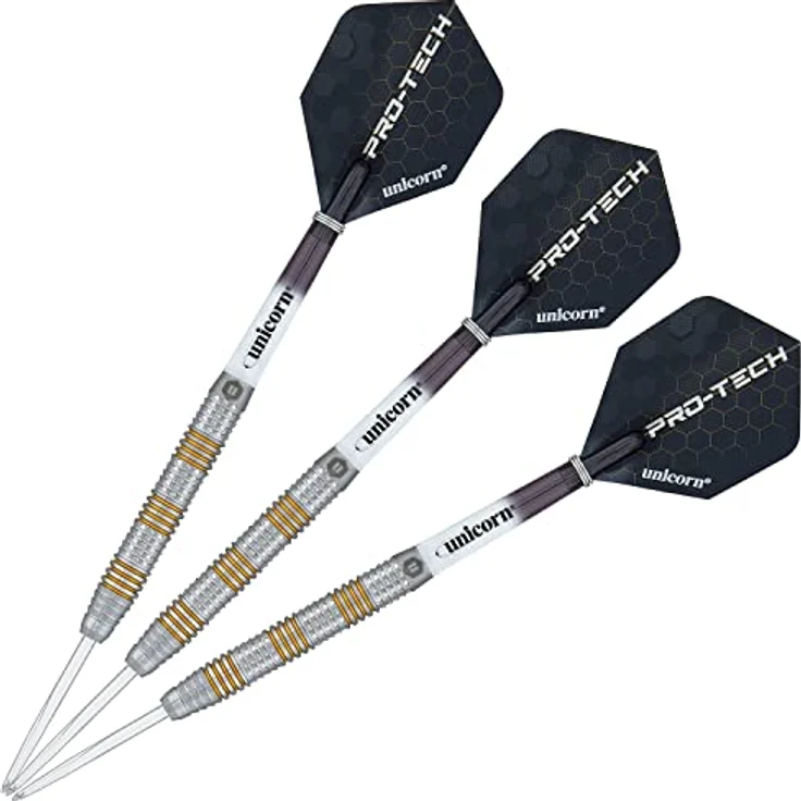 Unicorn Protech Style 3 Dartpfeile mit Stahlspitze, 25 Gramm, goldfarben – Bild 5