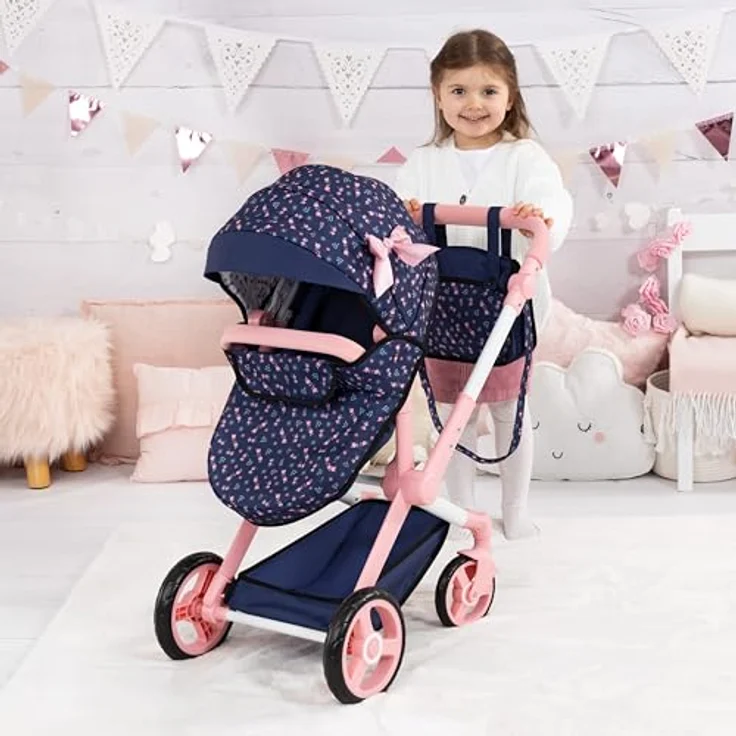 Bayer Design Puppenwagen Xeo, höhenverstellbar und wandelbar, mit Tasche und schwenkbaren Vorderrädern, geeignet für Puppen bis 46 cm – Bild 5