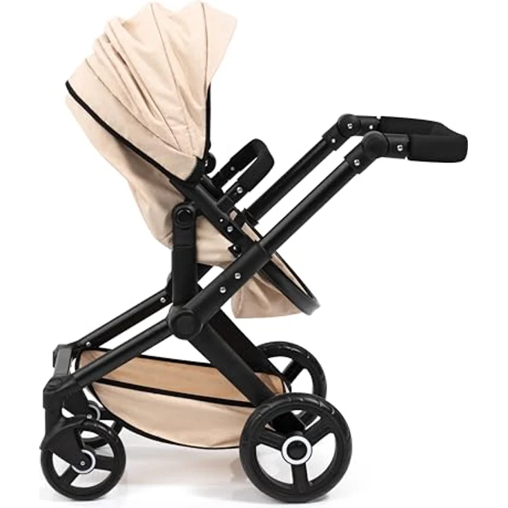 Bayer Kombi-Puppenwagen Xeo, höhenverstellbar, umwandelbar zur Wanne oder zum Sportsitz, schwenkbare Vorderräder, inkl. Umhängetasche, bis 46 cm Puppen, modern grau – Bild 5