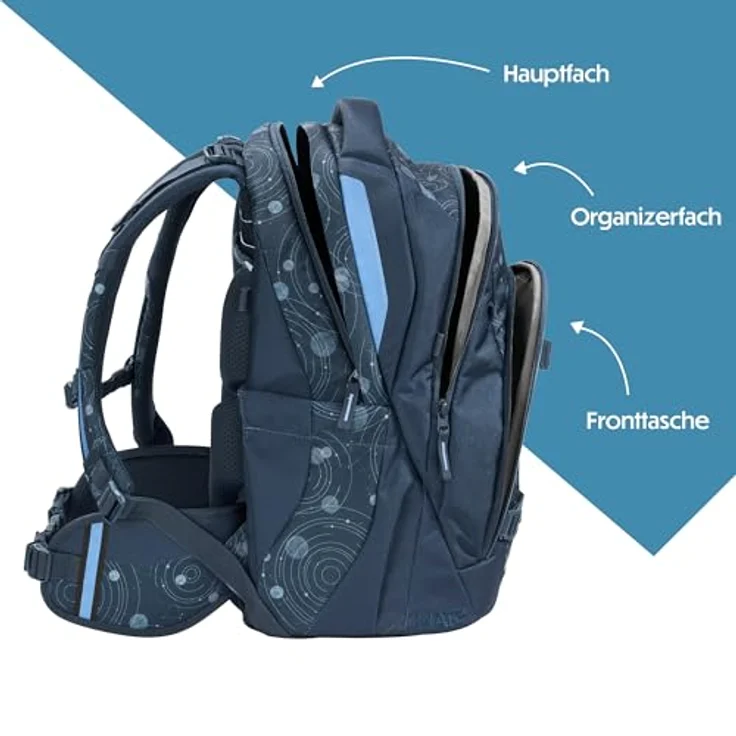 coocazoo Schulrucksack MATE, ergonomisch mit 30L Volumen, Blue Orbit – Bild 3