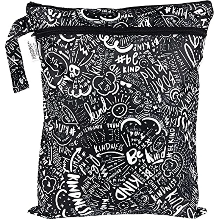 Bumkins Nass/Trocken Tasche Be Kind, Wiederverwendbare Wickeltasche für Stoffwindeln, 32 cm x 40 cm, wasserdicht, großes Fassungsvermögen für 8 Windeln – Bild 1