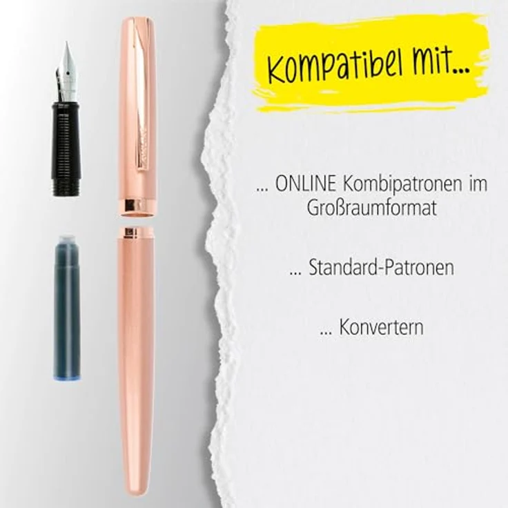 Online Pen Eleganza Füller, Patronenfüller aus Metall mit Iridium Feder, medium, in Geschenkbox – Bild 6