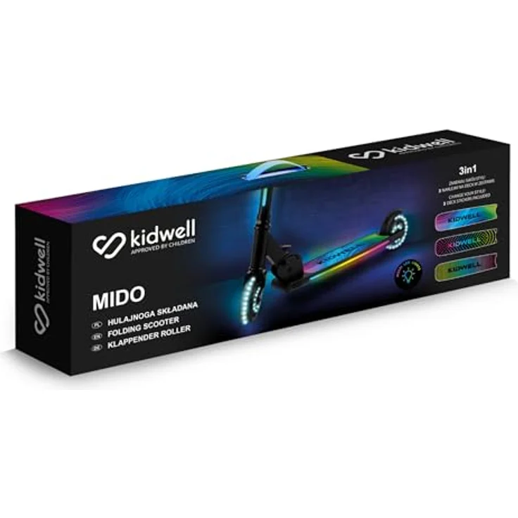 COIL MIDO Balance Scooter, Kinderroller mit Anti-Rutsch-Plattform, ABEC-7-Lager und LED-Rädern, Schwarz, ab 5 Jahren – Bild 8