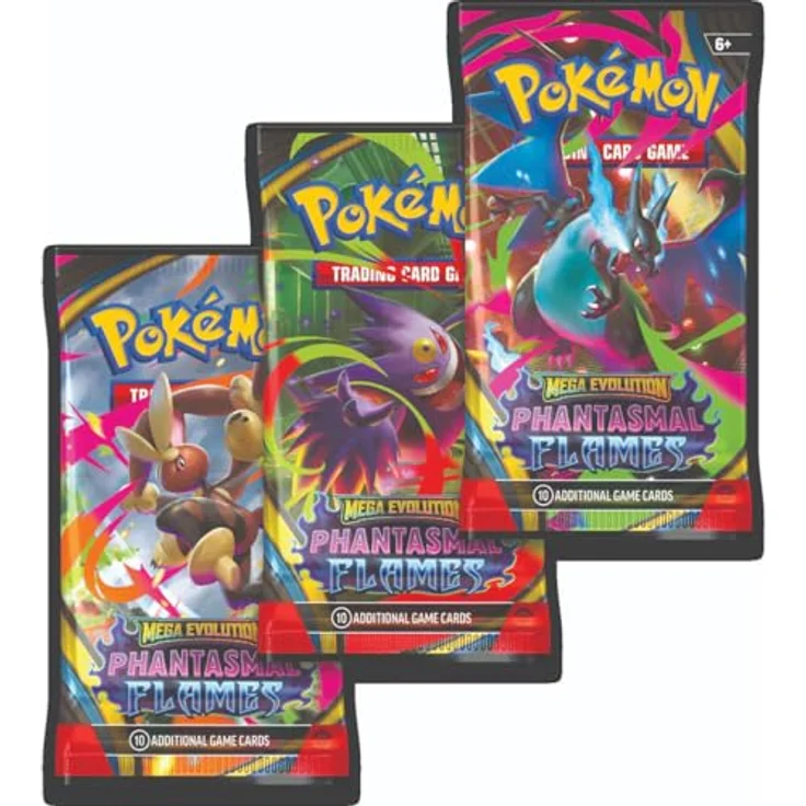 Nintendo POKÉMON Mega Evolution - Phantasmal Flames - 3er Blister mit 3 Booster-Packs, 1 Promokarte und 1 Pokémon-Münze – Bild 4