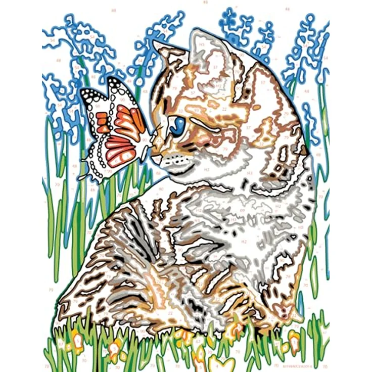 Ravensburger CreArt Malset Kätzchen und Schmetterling, Malen nach Zahlen für Kinder, 7-11 Jahre, inklusive Acrylfarben, Pinsel und Rahmen – Bild 3