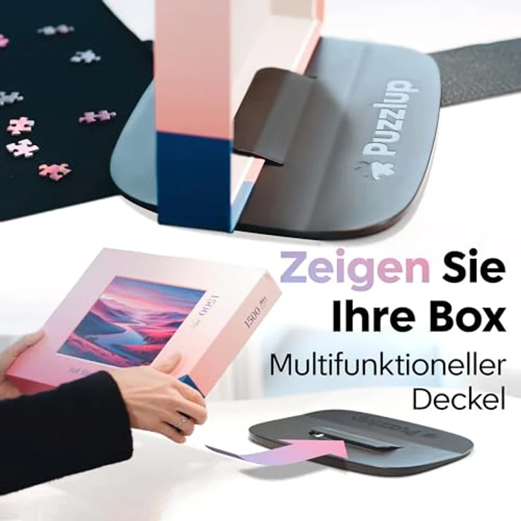 Puzzlup Stapelbare Puzzle Sortierschalen, Premium Sortierer Set aus 6 Schalen für bis zu 1500 Teile mit Offenem Kanten Design, mattschwarz und Boxdeckelständer – Bild 2