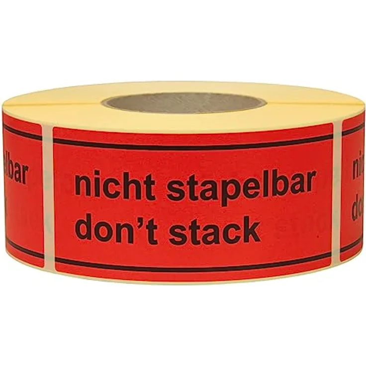 DENIOS Warn- und Hinweisetiketten, Nicht stapelbar/Don‘t stack, 145 x 70 mm, aus Papier