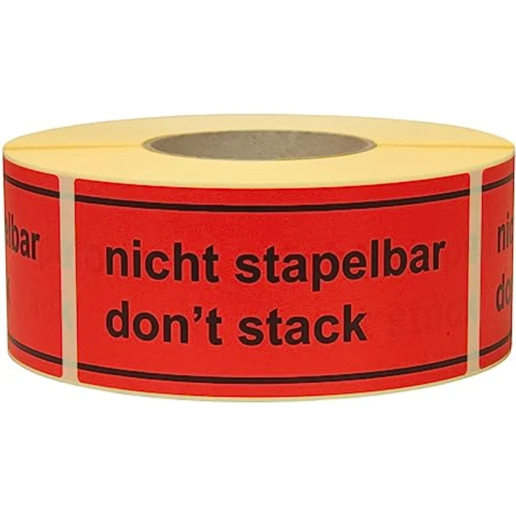 DENIOS Warn- und Hinweisetiketten, Nicht stapelbar/Don‘t stack, 145 x 70 mm, aus Papier