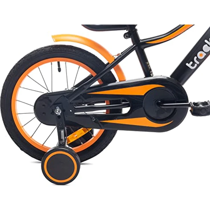 sun baby Jungenfahrrad 16 Zoll Tracker Bike mit Stützrädern und Schubstange (Neon Orange) – Bild 4