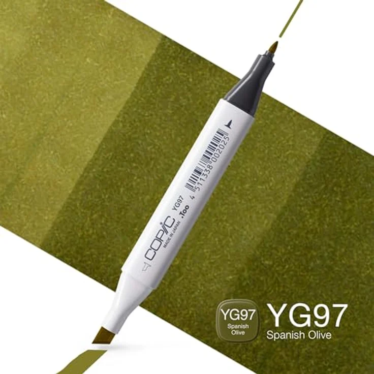 Copic Classic Marker Typ YG - 97, Spanish Olive, professioneller Layoutmarker mit breiter und feiner Spitze, schnelltrocknend – Bild 2