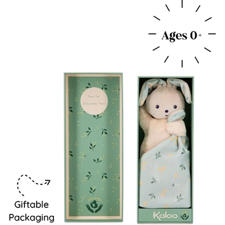 Kaloo - Carré Douceur - Hasen-Schmusetuch Zitrusfrüchte - Plüschtier - Tuch 18 x 18 cm Meergrün - Umweltfreundliche Materialien - FSC Geschenkbox - Ab Geburt, K972001 – Bild 5