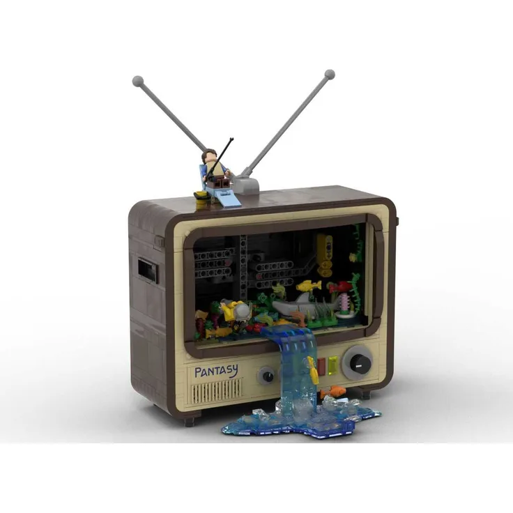 Pantasy Original-Retro Series Bauset Vintage Television 19 cm, nostalgisches Design mit Accessoires und GoBricks Steinen