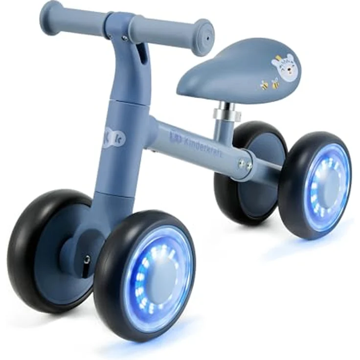 Kinderkraft Cutie Flash Laufrad, Lernlaufrad mit LED-Lichtern, sicheres Design, höhenverstellbarer Sitz, für Kinder ab 1 Jahr, Blau – Bild 1